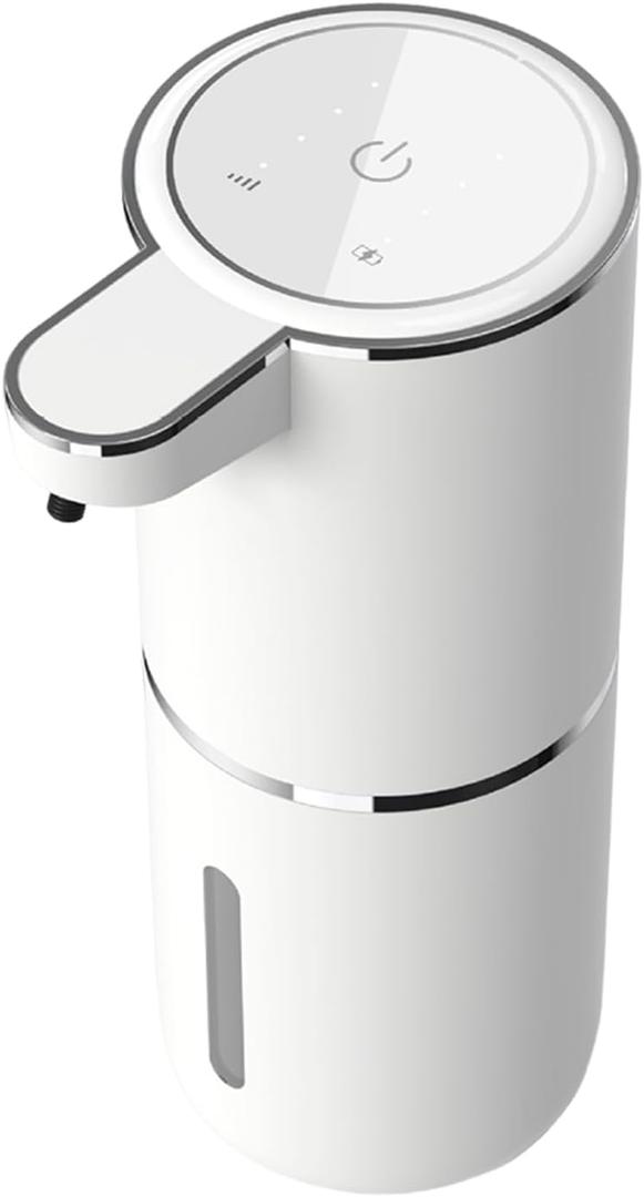 Rechargeable Foaming Soap Dispenser Touch-Free Hand Waterproof Automatic with USB-c Fast Charging 4 Settings White