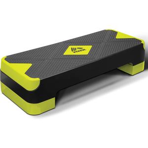 RBX Aerobic Step Platform with Non-Slip Textured Surface -2-Level Adjustable Steppers for Exercise, Compact, Lightweight, Easy-to-Store Exercise Step & Fitness Step Bench (Black/Volt)