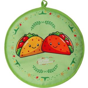 2 x Tortilla Warmers, Premium Insulated Fabric Pouch, Tortilla Holder, Keeps Tacos, Naan, Pizza Warm (1 PACK, Green)