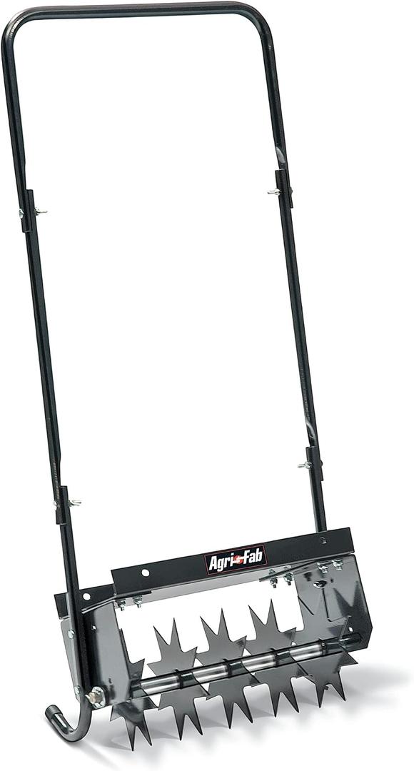 Agri-Fab 45-0365 Push Spike Aerator, 16 Inch Walk Behind Lawn Aerator with 5 Aerating Spikes and 7-Inch Spikes, Steel Weight Tray, 2-1/2 Inches Aeration Depth, for Lawn Care Maintenance
