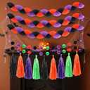 Pasimy Halloween Party Decorations Black Purple Orange Green Honeycomb Garlands Honeycomb Ball Garlands Tassel Banner for Halloween Birthday Wedding Baby Bridal Shower Decorations Supplies Kit