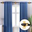 No Drill Curtain Rod Brackets, (10-Pack) Gold Self Adhesive Curtain Rod Holders Nail-Free No-Screw, Adjustable Hangers Hooks for Curtain Rods up to 1.18" Dia