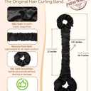 BONNET QUEEN Satin Heatless Hair Curler, Overnight Curls for Long Hair, Ultra Soft Daily Use of Hair Accessories & 2 Scrunchies, Damage-Free Styling, Soft Hair Curlers for Overnight, Light Black