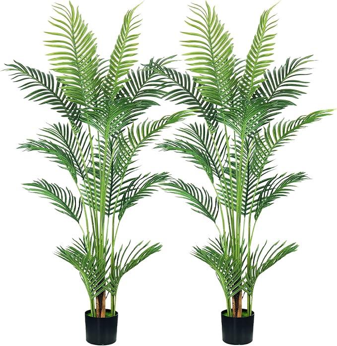 HAIHONG 4.5FT Artificial Palm Tree,Faux Areca Palm Plant with Real Touch Leaves and Adjustable Branches,Fake Tropical Palm Tree for Home Office Indoor Outdoor Modern Decoration