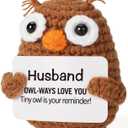 Crochet Owl Positive Support Gift for Husband I Love You Presents for Him Men Anniversary Valentine Day Birthday Funny Desk Companion Stress Anxiety Relief Encouragement