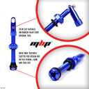 MBP Alloy Tubeless 50mm Bicycle Pro Design Presta Valve Stems Fits Most Rims with 2 Types of Grommets Included for Each stem. Alloy Cap has Built in Valve core Remover Tool. (Blue)