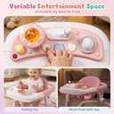 Baby Walker with Wheels, 5-in-1 Foldable Infant Toddler Walker for Boys Girls 6-18 Month,One-Step Fold Structure, 3 Adjustable Heights, Detachable Seat,Push Walker with Speed Control Wheels, Pink