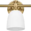 Gold Bathroom Vanity Light, 3-Light Bathroom Light Fixtures Over Mirror, Traditional Vanity Lights for Living Room, Milk White Bell Glass Shades, Standard E26 Base, Aged Brass