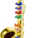 Lewtemi Gold Saxophone Musical Instruments Toy for Kid Toddler Fake Plastic Preschool Music Toy Gift Portable Wind Instrument Early Educational Teaching Songs Gifts for Toddlers Children