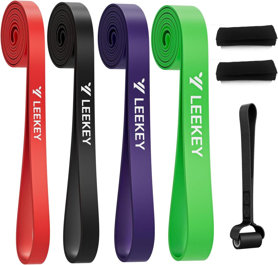 LEEKEY Resistance Bands for Working Out, Exercise Bands with Door Anchor,Pull Up Assistance Bands for Men and Women- Strength Bands for Fitness Training, Physical Therapy,Home Workouts (15-125LBS COLOR+Grip)
