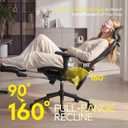 CYKOV Ergonomic Office Chair with Footrest - Adjustable Lumbar Support & Headrest, 90-160 Reclining Mesh Back Computer Chair - Home Office/Gaming, 350lbs Capacity (B-Black, Mesh), 20 inches x 22 inches x 40 inches
