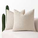 MIULEE 24x24 Inch Decorative Pillow Covers for Couch Bed Set of 2 Textured Boucle Neutral Throw Pillows Natural Beige Accent Solid Euro Cushion Pillowcase Cozy Soft Chair Sofa Livingroom Home Decor
