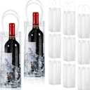 50 Pieces Ice Wine Bag Portable Wine Cooler Bag Drink Bags Clear Wine Pouch Cooler Collapsible PVC Wine Pouch Bags with Handle for Champagne Cold Beer Chilled Beverages Iced Drinks Party Outdoor