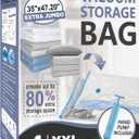 Cozy Essential Vacuum Storage Bags, 80% Compression Vacuum Seal Space Saver Plastic Packaging Bags for Clothes, Blankets, Pillow, Bedding, Comforters, Sealer Clothing Storage,4 XXL Jumbo