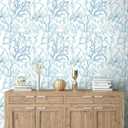 Tempaper Aqua Blue Coral Reef Removable Peel and Stick Coastal Wallpaper, 20.5 in X 16.5 ft, Made in The USA