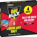 Raid Max Liquid Ant Bat; Kills Ants Where They Breed, For Indoor and Outdoor Use; 4 Bait Stations