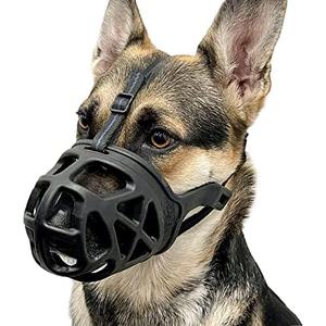 Mayerzon Dog Muzzle, Basket Muzzle for Biting, Chewing and Scavenging, Humane Cage Mouth Cover, Perfect for Grooming and Training Large Aggressive Reactive Dogs (L, Black)