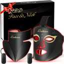 Red Light Therapy Mask Set, Led Mask Light Therapy for Face & Neck, Near-Infrared Light 850nm and Red Light 630nm, 5 Gears Energy Adjustment, Black
