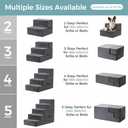 Kohentact Dog Stairs, Steps and Ramp for High Bed & Sofa, 13-24" H Detachable Pet Stairs for Small Medium Dogs, Sturdy 40D Foam, Non-Slip, Washable Cover with Lint Roller, Grey