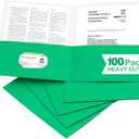 Zzrywuty 100 Packs Paper Green Folders with Pockets for Students,Businessmen and Office Workers,Letter Size,Two Pocket Folders with Card Slot for Office,Business,School Supplies