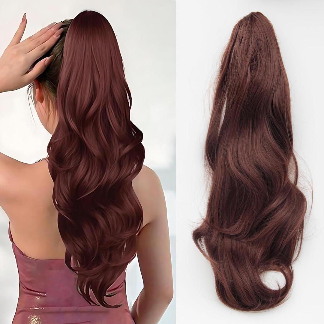 DAXSRXI Claw Clip Ponytail Extension, Clip in Ponytail, 14 Inch, 33A | Dark Auburn, Ponytail Extension, Pony Tails Hair Extensions, Hair Ponytail Extension