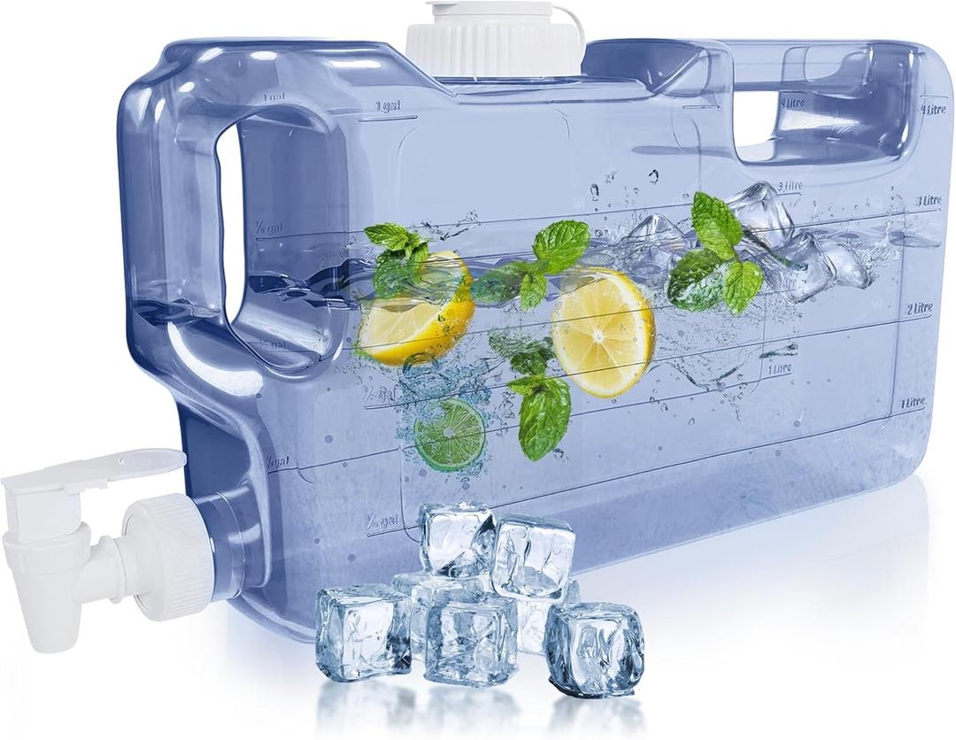 Refrigerator Water Dispenser 1.1 Gallon  Leak-Proof Slim Fridge Water Container with Spigot  BPA-Free Refillable Water Jug (Dark Blue)