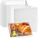 Ocmoiy 7x5 Inch Charcuterie Boxes with Clear Lids, 25 Pack Paper Bakery Boxes with Window, Disposable Take Out Food Containers for Sandwiches, Strawberries, Cookies, Cupcakes (White)