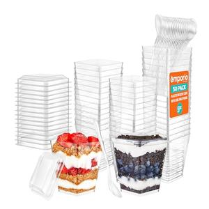 Emporio Kitchen 5oz Plastic Dessert Cups - Appetizer Cups for Pudding, Parfait, Ice Cream, and Cocktails, BPA-Free, Clear Reusable Serving Cups, Elegant Design, Pack of 100