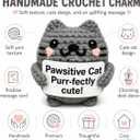 2 x Positive Cat Crochet Amigurumi Yarn Kitty with Card - Handmade Inspirational Gift for Cat Lovers, Friends, Coworkers, Desk Decor