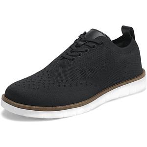 KESCOO Men's Casual Dress Shoes Comfortable Oxfords Fashion Business Footwear Mesh Walking Sneakers (12.5, Black)