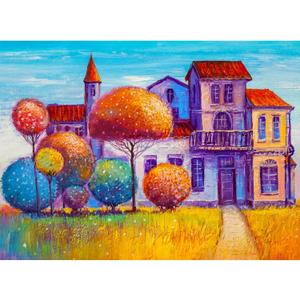 MISITU 1000 Pieces Jigsaw Puzzles for Adults Oil Painting Jigsaw Puzzles 1000-Pieces Puzzles Impossible Hard Difficult Challenging Puzzles for Teen Colourful Tree of Houses Puzzle 28 x 20 inch