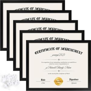 YixangDD 5 PACK Certificate Frames 8.5 x 11, Black Diploma Frame Document Frame with Clear Plexiglass, Picture Frames for Tabletop and Wall Display