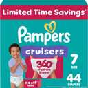 Pampers Diapers - Cruisers 360 - Size 7, 44 Count, Babyproof up to 100% Leakproof Pull-On Diaper