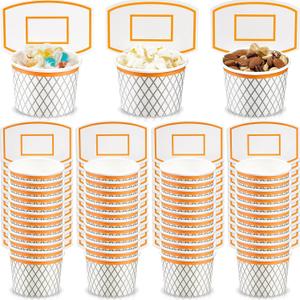 Basketball Hoop Snack Cups Basketball Party Decorations Paper Party Supplies Kids Paper Snack Cups Disposable Treat Food Bowls for Ball Themed Birthday Favors(48 Pieces)