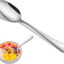 16-Piece 7.3 Inches Dinner Spoons,Stainless Steel Soup Spoons,Dishwasher Safe Tablespoon,Durable Silver Table Spoon Set For Restaurant,Hotel