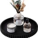 Round Bathroom Tray Silicone Kitchen Counter Decor Vanity Organizer Decorative Coffee Table Tray for Perfume, Candle, Soap Dish, 10 Inch, Black