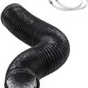 CABAX 6-inch Diameter, 5 Feet Length Air Ducting, 15cm Diameter Flexible Black Aluminum Vent Hose for HVAC Ventilation with 2 Clamps