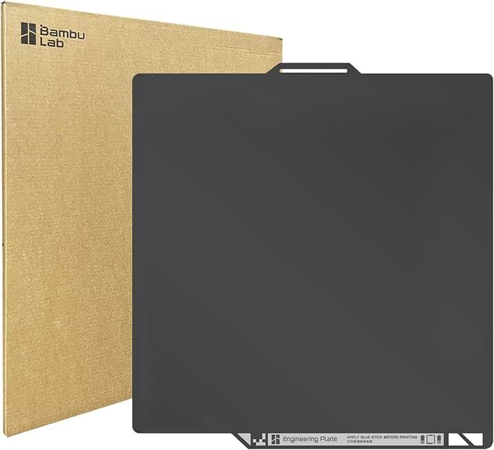 Original Bamboo Engineering Plate for Bambu Lab X2D/P2S/P1S/P1P/X1C/A1, High-Temperature Build Plate for All Filaments, Smooth Surface, Durable Coating, Strong Adhesion with Glue, 3D Printer Platform
