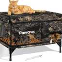 Heated Cat House for Outdoor Cats, Waterproof Insulated Outdoor Cat House with Heating Pad, Weatherproof Elevated Heated Cats House for Outside Feral Cats(Leaf, 25" L x 16" W x 18" H)