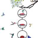 Humble Slim Hummingbird Feeder, 3 Pcs Metal Hanging Ant and Bee-Proof Hummingbird Feeders, Circular Humming Bird Feeders for Outdoor Garden Courtyard