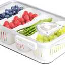 MANO Divided Snackle Box Charcuterie Container with 4 Compartment Serving Tray with Dividers for Fridge Refrigerator Veggie Fruit Berry Salad Storage(1 Pack)