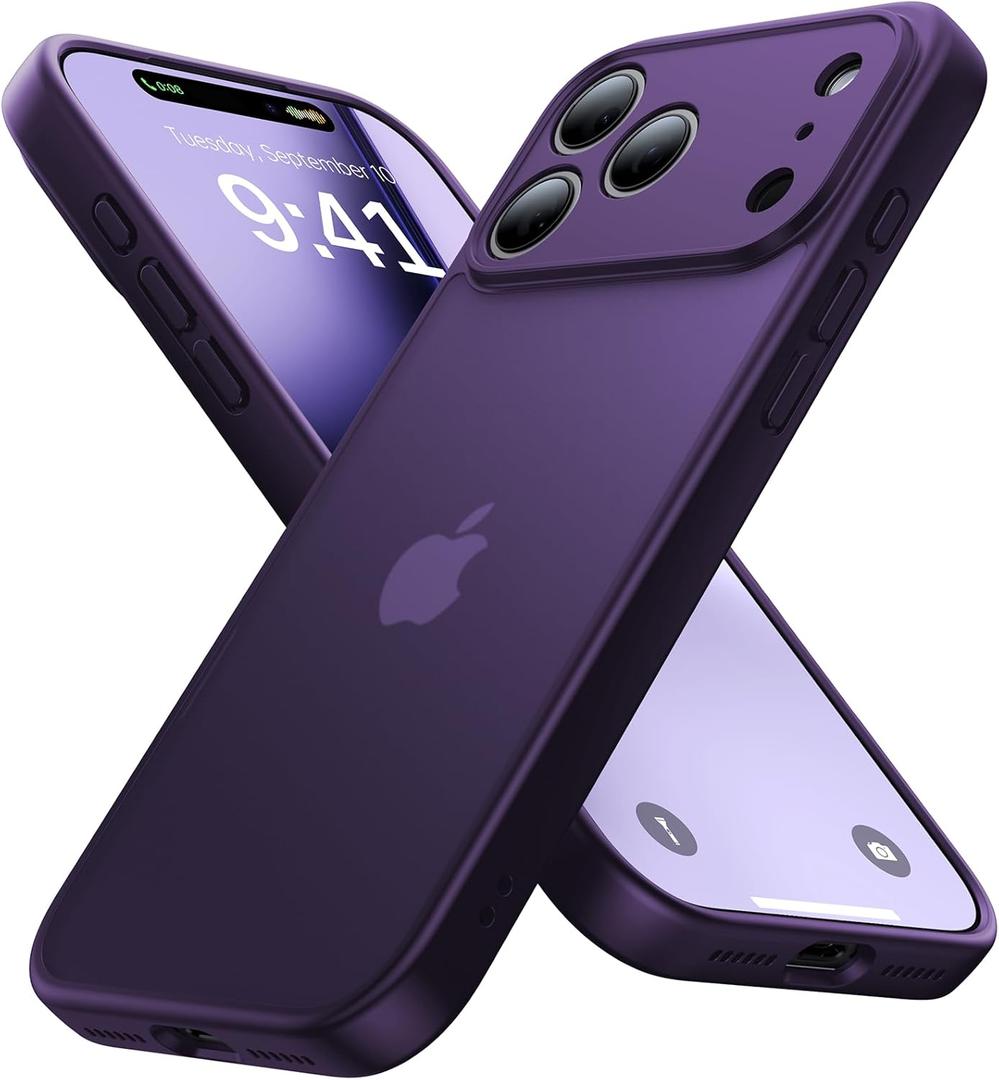 Eastinbox for iPhone 17 Pro Max Case [Full Camera Protection] [Military Grade Shockproof], Anti-Slip Protective Phone Cover, Slim Translucent i Phone17 Pro Max Phone Case 6.9", Frosted Purple