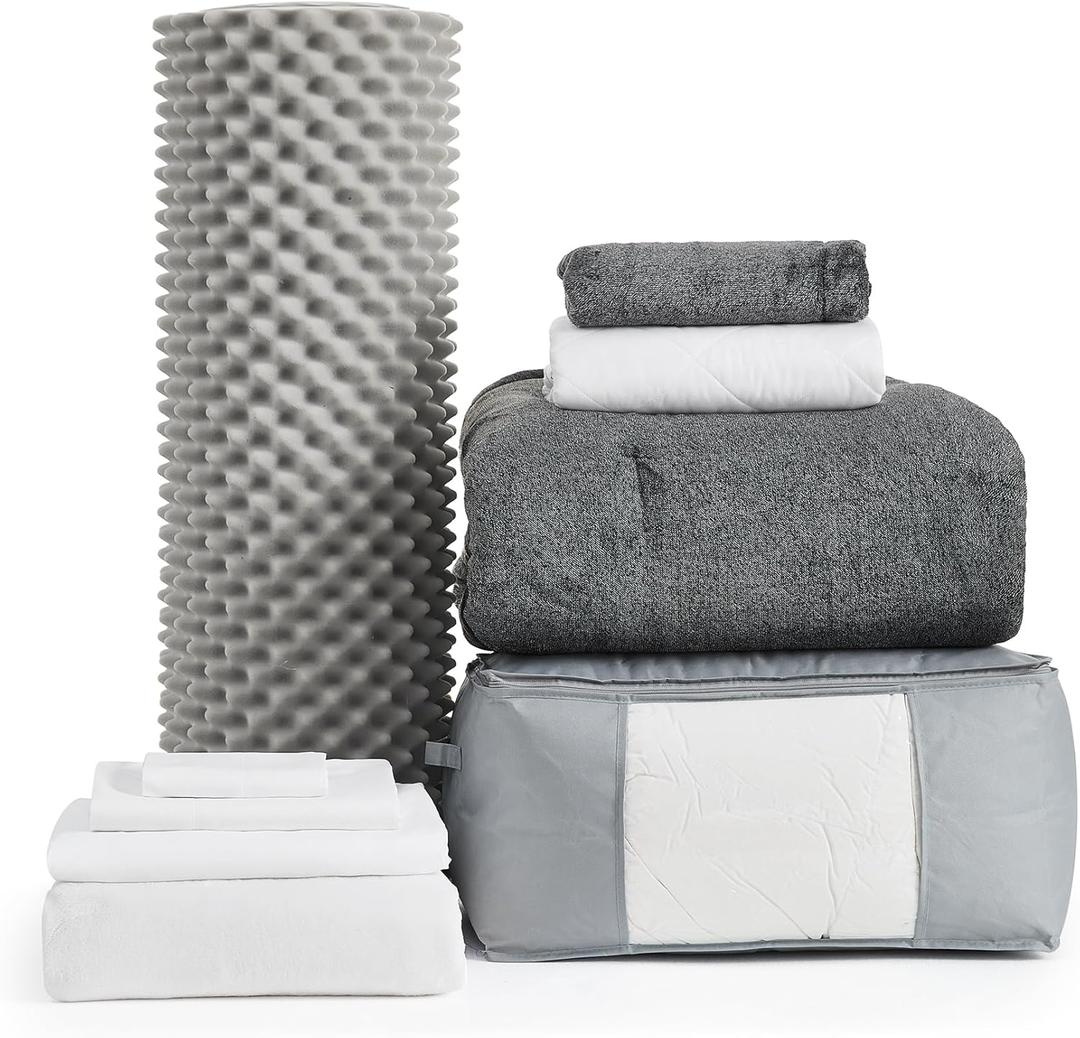 DormCo Basic Necessities - Twin XL Coma Inducer College Bedding Package - UB-Jealy Slate Black