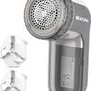 BEAUTURAL Fabric Shaver and Lint Remover, Sweater Defuzzer with 2Speeds, 2 Replaceable Stainless Steel Blades, Battery Operated, Remove Clothes Fuzz, Lint Balls, Pills, Bobbles Gray