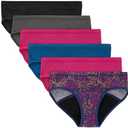 Hanes Girls' Big Underwear, Comfort, Period. Panties, Moderate Protection, 6-Pack, Hipster-Multi-6 Pack 18