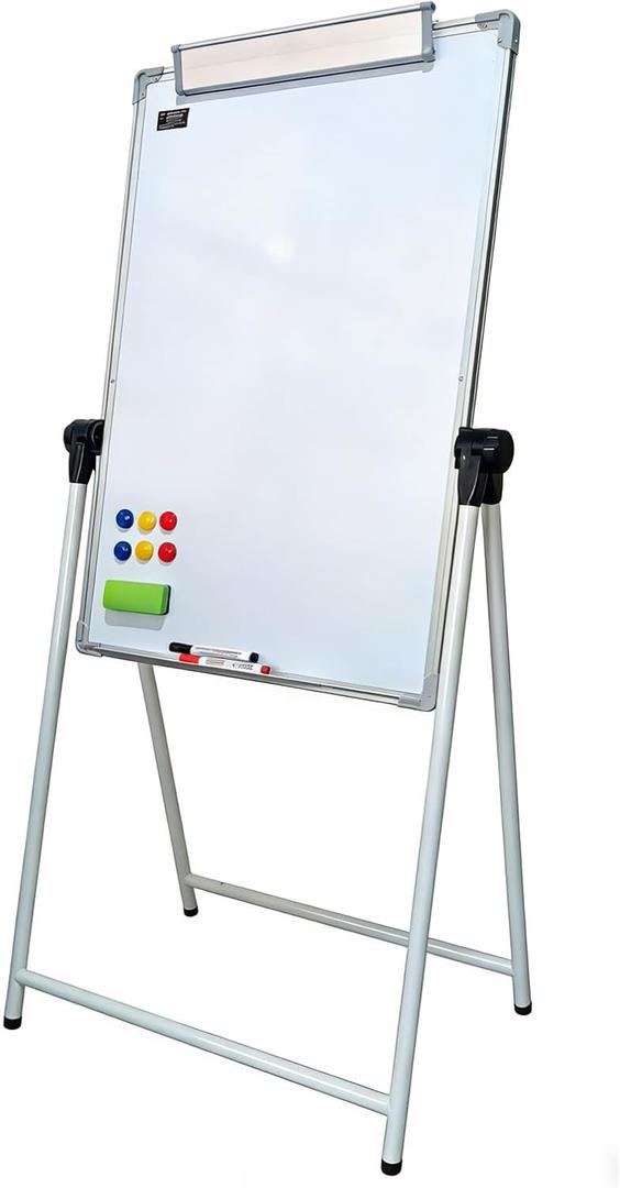 24"36" Double Sided Magnetic Whiteboard, Height Adjustable Dry Erase Board with Stand, Foldable A-Frame Whiteboard for Kids, Classroom, Office, Home with Markers, Eraser & Magnets