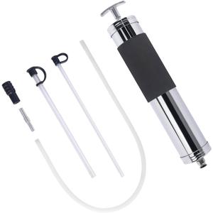 Thorstone Automotive Fluid Extractor Pump, Manual Oil Change Syringe with 50cm Rubber Hose & 2pcs 22cm PVC Suction Tubes, 500cc SPCC Steel