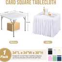 Wish Care 34x34 Inch White Square Tablecloth - Wrinkle Resistant Fitted Card Table Cloth Elastic Pleated Square Table Cover for Trade Shows, Weddings, Parties & Banquets (1 Pack)