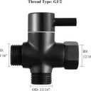 Sneatup Solid Brass 3-way G1/2 Shower Diverter (Matte Black)