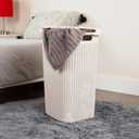 Mind Reader Slim Laundry Hamper with Lid, 60L Tall Clothes Baskets, Narrow Tapered Design for Bathrooms Closets and Laundry Rooms, Plastic, 3 Pack, Ivory